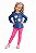 Conjunto Malwee Menina Blusa Estampada Azul Marinho e Legging Pink - Imagem 1