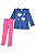 Conjunto Malwee Menina Blusa Estampada Azul Marinho e Legging Pink - Imagem 3