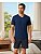 Pijama Masculino Adulto Omoss Manga Curta E Short - Chumbo\Marinho - Imagem 1