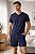 Pijama Masculino Adulto Omoss Manga Curta E Short - Chumbo\Marinho - Imagem 3