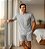 Pijama Masculino Adulto Omoss Manga Curta E Short -Platina - Imagem 2