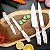 Conjunto 5 Facas Estilo Mármore Suporte Cozinha Utensílios Cor:Preto - Imagem 3