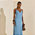 Vestido Morena Rosa Solto Decote V Com Alça Longo Azul - Imagem 1