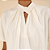 Blusa Morena Rosa Solta Gola Alta Manga Curta Alongada Off White - Imagem 2