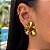 Brinco Orgânico Boho Chic Caramelo Tamanho Único Banhado a Ouro 18K - Imagem 1