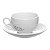 6 Xícaras Chá Com Pires Porcelana Branca 160ml - Imagem 2