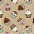 TRICOLINE COLEÇÃO CUPCAKES FUNDO BEGE CP001 0,30X1,50 MTS FUXICOS E FRICOTES 100% ALGODÃO - Imagem 1