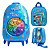 Mochila Escolar de Rodinhas Divertidamente Roleta Azul 3D Maxtoy + Lancheira - Imagem 1