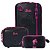 Kit Mala Escolar 03 Rodinhas Barbie Pink Style Black - Imagem 1