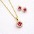 COLAR E BRINCO FLOR ZIRCÔNIA - CONJUNTO FOLHEADO OURO 1038ROSA - Imagem 2