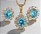 COLAR E BRINCO FLOR ZIRCÔNIA - CONJUNTO FOLHEADO OURO 1038AZUL - Imagem 4