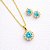 COLAR E BRINCO FLOR ZIRCÔNIA - CONJUNTO FOLHEADO OURO 1038AZUL - Imagem 3