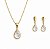 COLAR E BRINCO GOTA CRISTAL - CONJUNTO FOLHEADO OURO 1041CRISTAL - Imagem 3