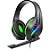 Headset Gamer Gank Preto e Verde Letron com LED RGB - Imagem 1