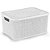 Caixa Plastica Multiuso Rattan C/TAMPA Branco GD 16L. - Imagem 1
