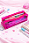 Estojo Transparente Rosa Grande Impermeável PVC Escolar Necessaire - Imagem 3