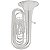 Tuba 4/4 c/ 4 pistos Schieffer em Si Bemol em Prata c/ voltas douradas e case super luxo - S991-S - Imagem 1