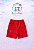 Conjunto Bebê Short Vermelho e Camiseta Azul Marinho/Creme com estampa de Castor Brandili - Imagem 3