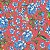 TNT Estampado - Chitão Vermelho Flor Azul 7046 - Imagem 1