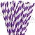 Canudo de Papel Listrado Roxo - pacote com 25 un. - Imagem 1