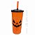 Copo Plástico Com Canudo 600ml - Abóbora Halloween - Imagem 1