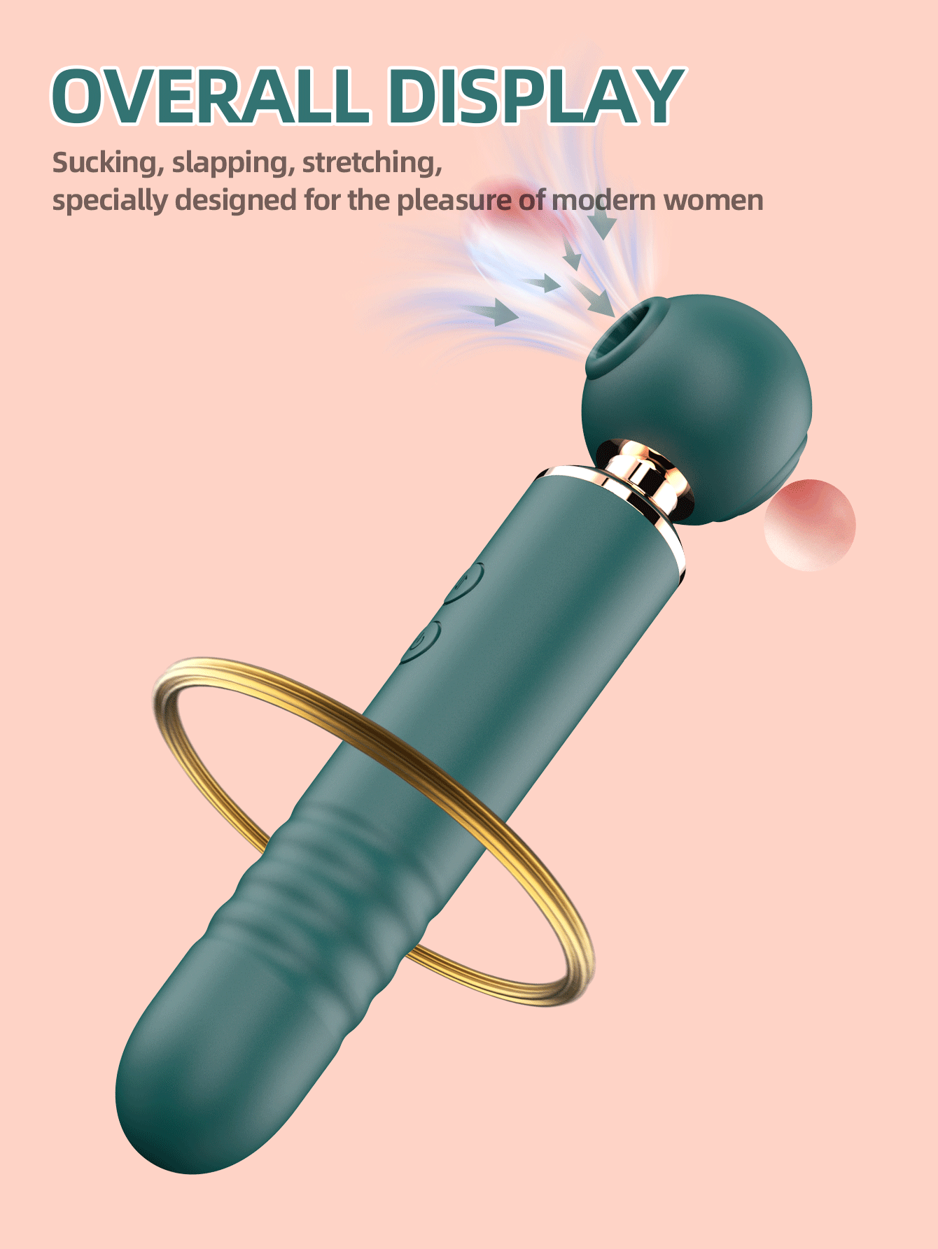 Varinha Mágica Vibratória Sobe e Desce com Sucção e Pulsador - Imagem 4