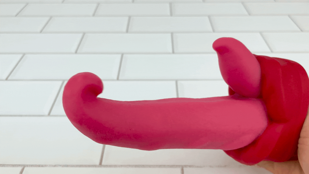 Vibrador em formato de língua com estimulador clitoriano e aquecimento - Imagem 2