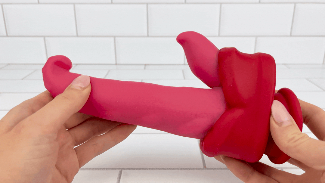 Vibrador em formato de língua com estimulador clitoriano e aquecimento - Imagem 3