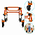 Andador Posterior Para Locomoção e Reabilitação Com 4 Rodas Tamanho PP Laranja - Mercur - Imagem 1