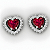 Brinco Coração Vermelho Prata 925 com Zircônias Feminino - Imagem 1