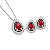 Conjunto Gota Prata 925 com Zircônia Vermelha e Brancas - Imagem 2