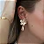 BRINCO FLORAL JASMIM COM GOTA B. OURO 18K - Imagem 2