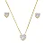 CONJUNTO CORAÇÃO ZIRCÔNIA 8MM B. OURO 18K - Imagem 1