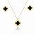 CONJUNTO TREVO BLACK CRAVEJADO B. OURO 18K - Imagem 1
