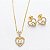 Conjunto Cravejado Microzircônia Coração Vazado Ouro 18k - Imagem 1
