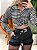 Camisa Cropped Manga Longa Xadrez com Strass e Amarração Fabia Ref. 1541 - Imagem 1