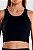 Top Cropped Regata Poliamida Canelada Preto MC Fitness - Imagem 2