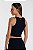 Top Cropped Regata Poliamida Canelada Preto MC Fitness - Imagem 4