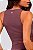 Top Cropped Regata Poliamida Canelada Marrom Café MC Fitness - Imagem 5