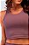 Top Cropped Regata Poliamida Canelada Marrom Café MC Fitness - Imagem 2