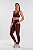 Legging com Bolso Lateral e Recortes Poliamida Marrom Café MC Fitness - Imagem 1
