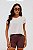 Blusa Cropped Furadinho Dry Bege Tapioca MC Fitness - Imagem 1