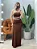 Conjunto em Poliamida Cropped Alça Única Franzido e Saia Longa Transpassada Ref. - Imagem 2