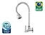Torneira Gourmet Ouro Metais Parede Inox Giro 360° Cozinha Prateada Luxo - Imagem 2