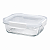 POTE VIDRO RETANGULAR 640ML TRAVAS LATERAIS BRANCO MINISO - Imagem 1