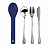 CONJUNTO DE TALHERES FACA GARFO COLHER COM ESTOJO MINISO AZUL - Imagem 1
