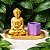 Kit Decorativo Buda Dourado com Porta Velas Artesanal - Imagem 2