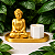 Kit Decorativo Buda Dourado com Porta Velas Artesanal - Imagem 1