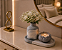 Kit Decorativo Artesanal em Cimento – Bandeja + Vaso + Porta Vela Flor Lotus - Imagem 1