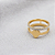 Anel Duplo Coração Meia Aliança Cravejada Dourada Aço 316L⭐️ - Imagem 4